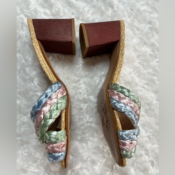 Miss L Fire pastel straw mule heels size 38 (US7) - Picture 3 of 5